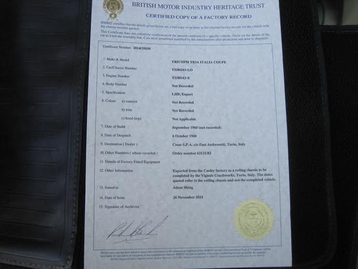 Triumph TR3A overdrive 1961