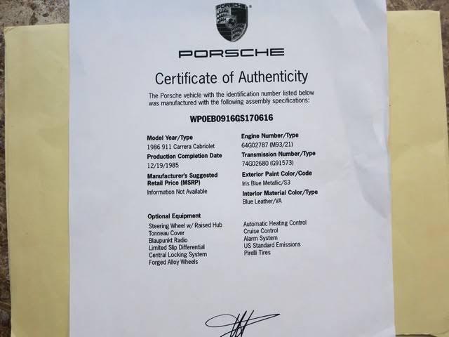 porsche cabriolet 3.2l carrera